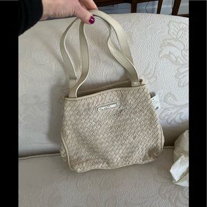 Cole Haan cream Small tote off-white woven leather - vintage NWT